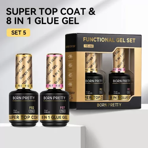 Born Pretty PRO Technikai szett - No.05 - Super Top Coat + 8in1 Base Gel - 2x15 ml