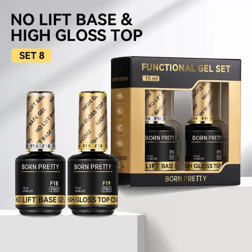 Born Pretty PRO Technikai szett - No.08 - No Lift Base Gel + High Gloss Top Coat - 2x15 ml