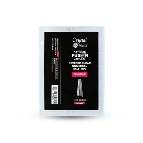Crystal Nails XTREME FUSION ACRYLGEL-HEZ Universal Half REVERSE CLEAR TIP - 120 DB 117224