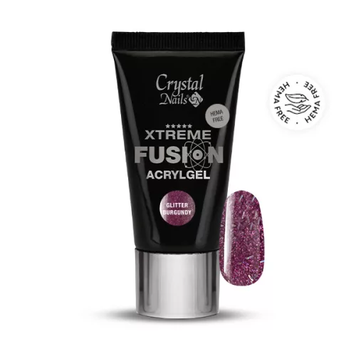 Crystal Nails HEMA Free Xtreme Fusion AcrylGel - Glitter Burgundy 27ml (30g) 119424