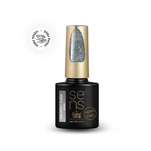 Crystal Nails SENS HEMA Free 3G polish - Magnetic Flash silver 4ml 118322