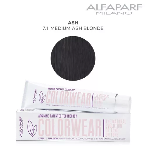 Alfaparf Colorwear hajszínező 60ml 7.1 közép hamvas szőke