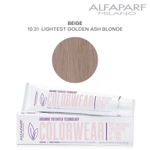 Alfaparf Colorwear hajszínező 60ml 10.31 legvilágosabb arany hamvas szőke