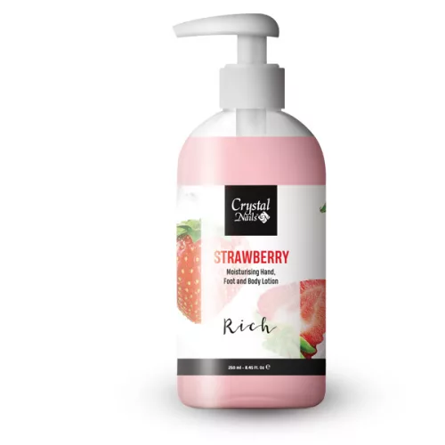 Crystal Nails Moisturising Hand, Foot and Body Lotion - Strawberry Lotion - Rich 250ml 116122