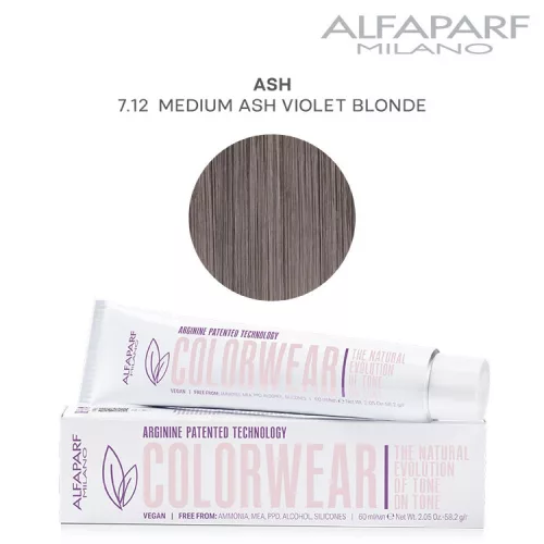 Alfaparf Colorwear hajszínező 60ml 7.12 közép hamvas viola szőke