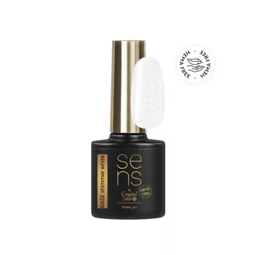 Crystal Nails SENS HEMA Free BASE gel - SHIMMER WHITE 10ml 118989