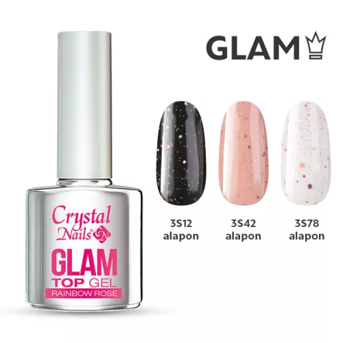 Crystal Nails Glam top gel 4ml - Rainbow rose 117020