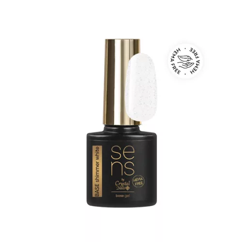 Crystal Nails SENS HEMA Free BASE gel - SHIMMER WHITE 4ml 118951