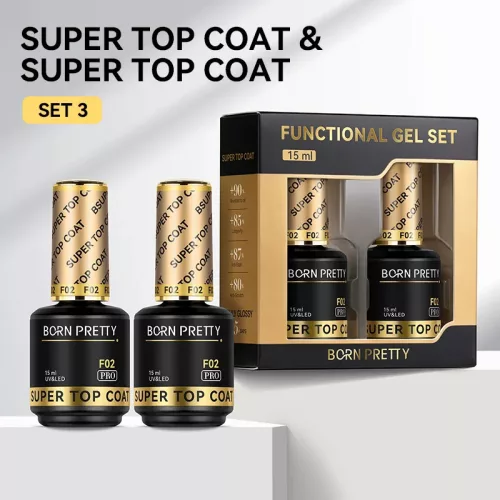 Born Pretty PRO Technikai szett - No.03 - 2 db Super Top Coat - 2x15 ml