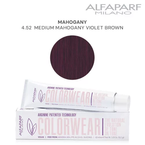 Alfaparf Colorwear hajszínező 60ml 4.52 közép mahagóni viola barna