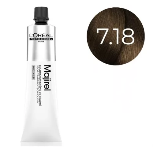 Loreal Majirel hajfesték 60ml 7.18 közép szőke hamvas mokka