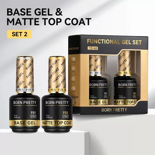 Born Pretty PRO Technikai szett - No.02 - Base Coat + Matt Top Coat - 2x15 ml