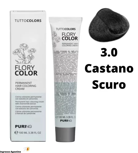 Puring Flory Color ammóniamentes hajfesték 100ml 3.0 sötét gesztenye barna természetes