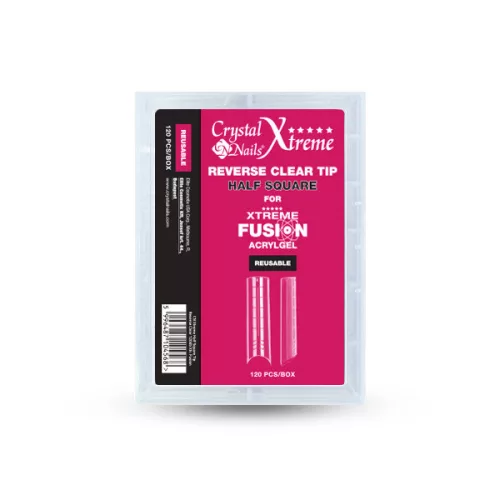 Crystal Nails Xtreme Half Square Reverse Clear Tip Xtreme Fusion AcrylGel-hez - 120db 117758