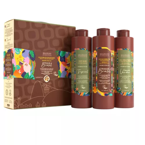 Brazilian Secrets Hair Bossa do Brasil - Vegán Keratinos Hajegyenesítő Csomag 3x1000ml  BS096