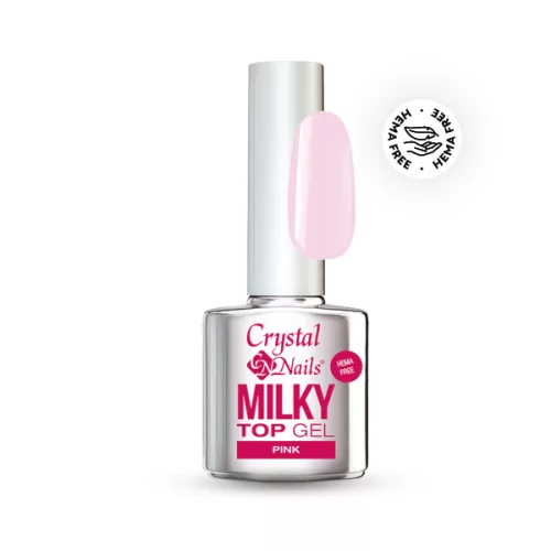 Crystal Nails HEMA Free Milky Top Gel - Pink 8ml 118138