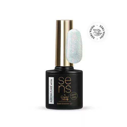 Crystal Nails SENS AURORA FLAKE HEMA Free base&builder gel - white 10ml 118394