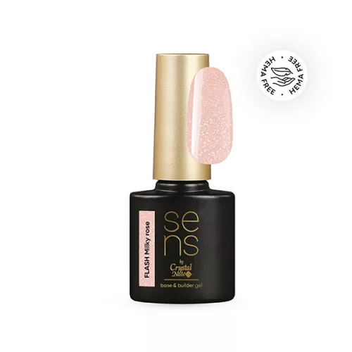 Crystal Nails SENS FLASH Hema Free Base gel - Milky Rose 10ml 118449