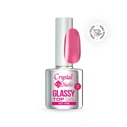 Crystal Nails Glassy Top Gel - Hot Pink 4ml 119139