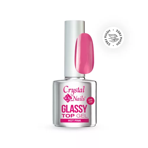 Crystal Nails Glassy Top Gel - Hot Pink 4ml 119139