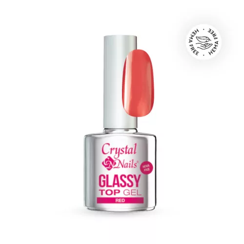 Crystal Nails Glassy Top Gel - Red 4ml 119140