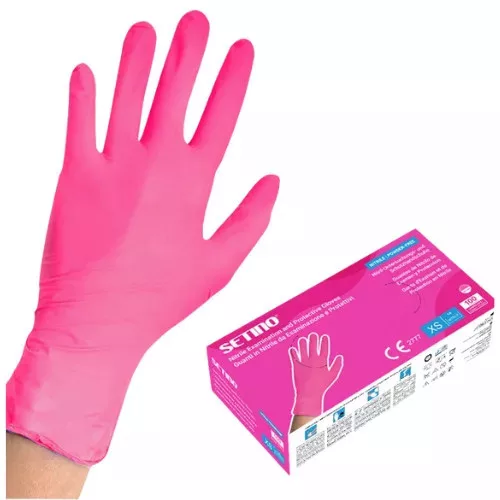 Setino Nitrile gumikesztyű PINK 100db/doboz Több méretben