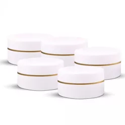 Tégely fehér; arany csíkkal  5ml 10 db/csom.