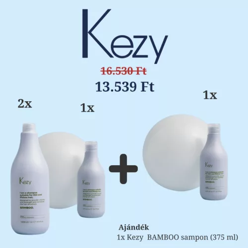 Kezy Bamboo Volumennövelő Sampon Csomag + Ajándék Bamboo Sampon