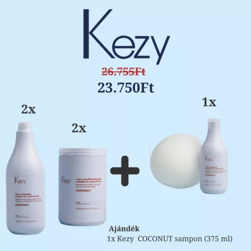 Kezy Coconut Festett Hajápoló Profi Csomag + Ajándék Coconut Sampon
