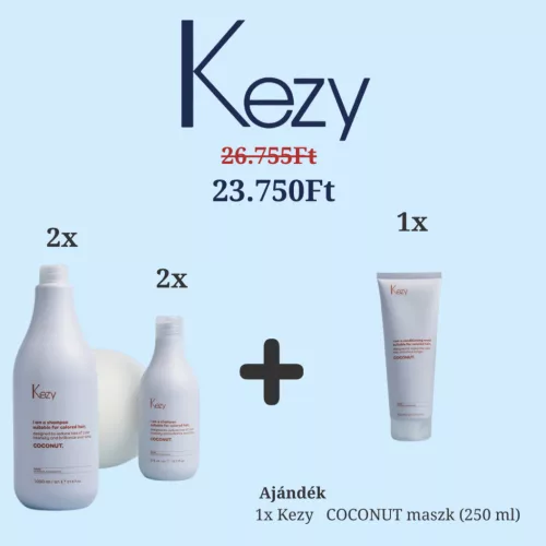 Kezy Coconut Festett Hajápoló Sampon Csomag + Ajándék Coconut Maszk