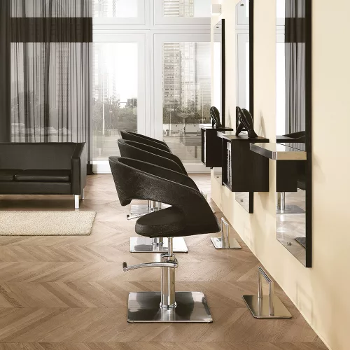 Hair Wave fekete fodrász szék - négyzet talppal
