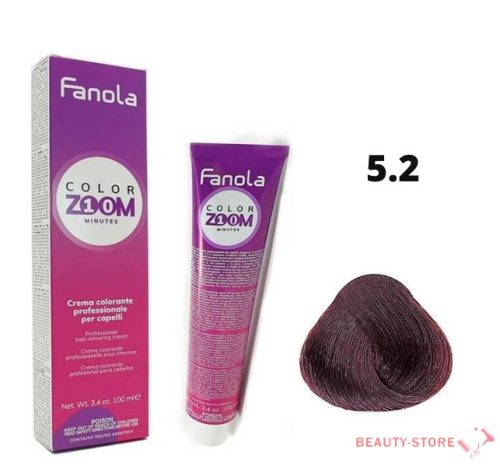 Fanola Color Zoom 10 Minutes  - Hajfesték 100ml - 5.2 Világos Viola Barna 