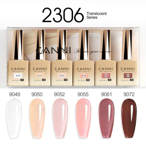 CANNI HEMA és TPO mentes  UV/LED gél lakk szett 6x9ml - 2306 - Translucid Glamour
