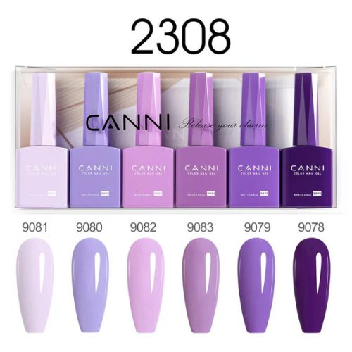 CANNI HEMA és TPO mentes  UV/LED gél lakk szett 6x9ml - 2308 - Purple Haze Harmony