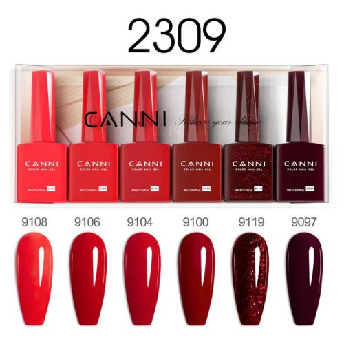 CANNI HEMA és TPO mentes  UV/LED gél lakk szett 6x9ml - 2309 - Red Velvet Reverie