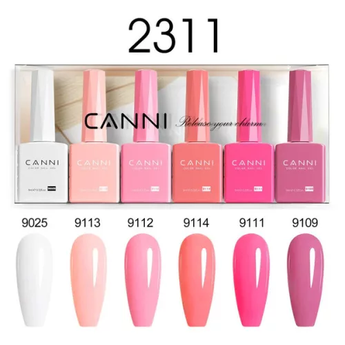 CANNI HEMA és TPO mentes  UV/LED gél lakk szett 6x9ml - 2311 - Blush Bliss Bouquet