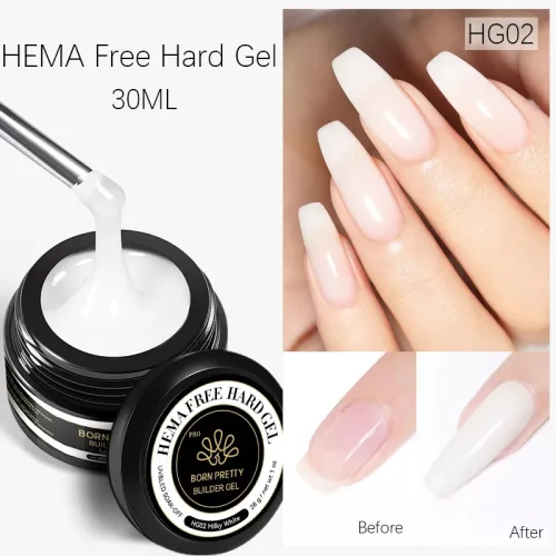 BORN PRETTY PRO Hard Gel építőzselé 30 ml - HG02 - White