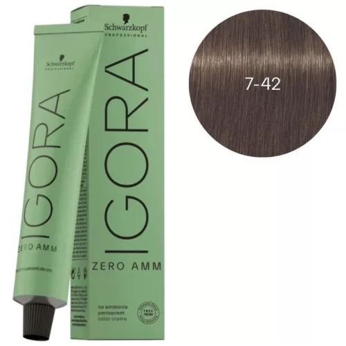 Igora Zero amm medium blonde smoked beige 7-42 hajfesték 60ML