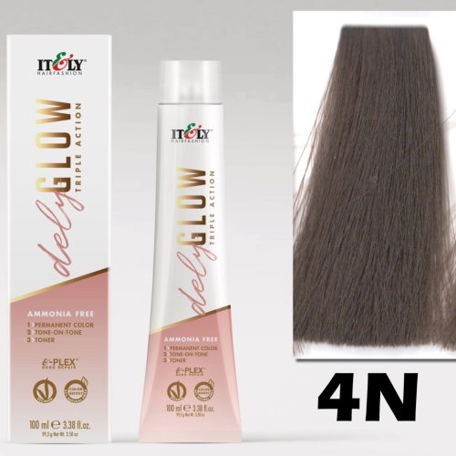 Itely DELYGLOW 4N (4.0) 100ml középbarna hajfesték ammónia, ppd, rezorcin mentes