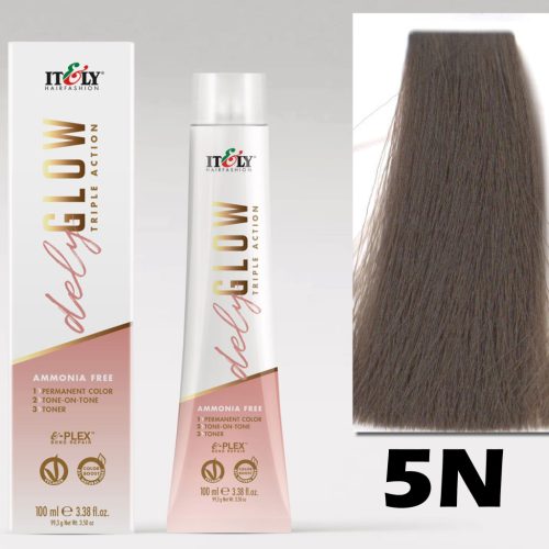 Itely DELYGLOW 5N (5.0) 100ml világosbarna hajfesték ammónia, ppd, rezorcin mentes