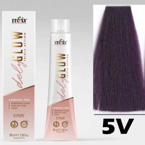 Itely DELYGLOW 5V (5.6) 100ml lila világosbarna hajfesték ammónia, ppd, rezorcin mentes
