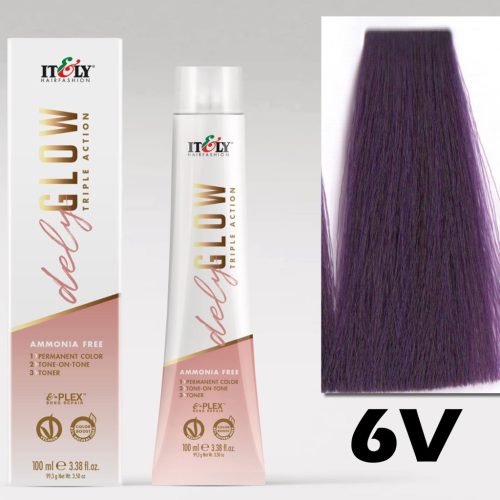 Itely DELYGLOW 6V (6.6) 100ml lila sötétszőke hajfesték ammónia, ppd, rezorcin mentes