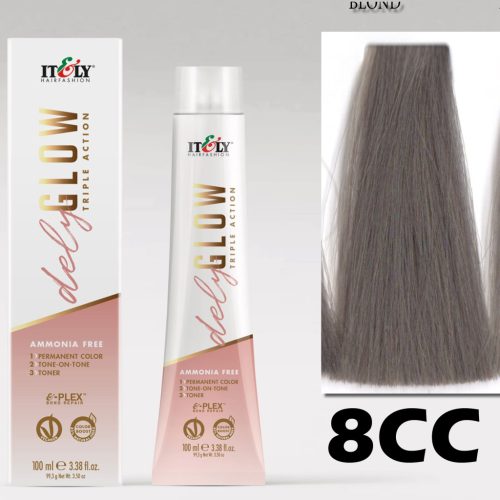 Itely DELYGLOW 8CC (8.11) 100ml intenzív hamvas világos szőke hajfesték ammónia, ppd, rezorcin mentes