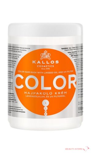  KALLOS KJMN COLOR HAJPAKOLÓ KRÉM LENMAGOLAJJAL ÉS UV FILTERREL FESTETT, TÖREDEZETT HAJRA 1000ml