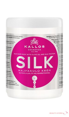 KALLOS KJMN SILK HAJPAKOLÓ KRÉM OLÍVAOLAJJAL ÉS SELYEMPROTEINNEL SZÁRAZ, ÉLETTELEN HAJRA 1000ml