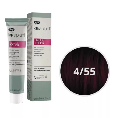 Lisap Keraplant Absolute Color hajfesték  4/55 - Intenzív Vörös Barna   