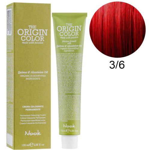 Nook The Origin Color hajfesték 100ml 3.6 sötét gesztenye vörös