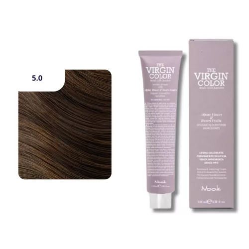 Nook Virgin Color ammóniamantes hajfesték 100ml 5.0 világos gesztenye 