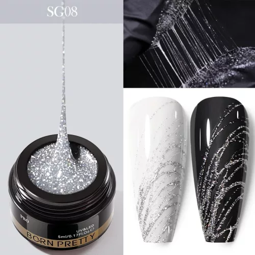 BORN PRETTY PRO Spider Gel 5 ml - SG08 - Reflective Silver