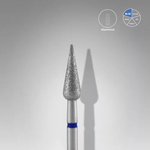 Staleks Diamond köröm csiszolófej bit pointed pear blue EXPERT head diameter 4 mm / working part 12 mm FA100B040/12